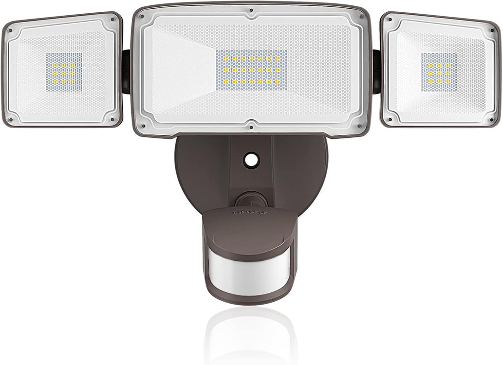 3 Head LED Security Lights with Motion Sensor, 40W, IP65 Waterproof, Brown, Pack of 2 Y928