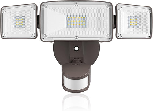 3 Head LED Security Lights with Motion Sensor, 40W, IP65 Waterproof, Brown, Pack of 2 Y928