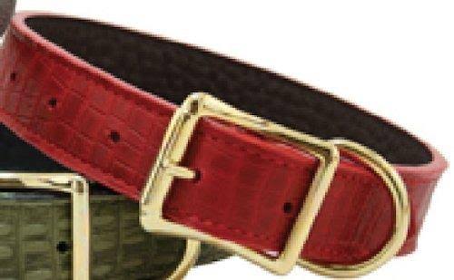 Lizard Olive Leather Dog Collar 1 inch x 18 inch W85714