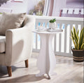 White Round Side Table Plant Stand U82492
