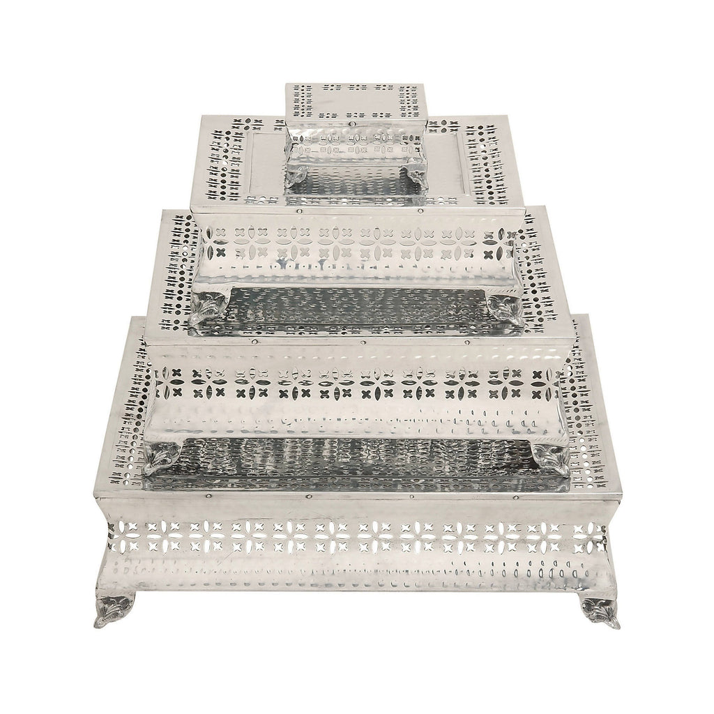 Aluminum 4-Piece Square Cake Stand J71958