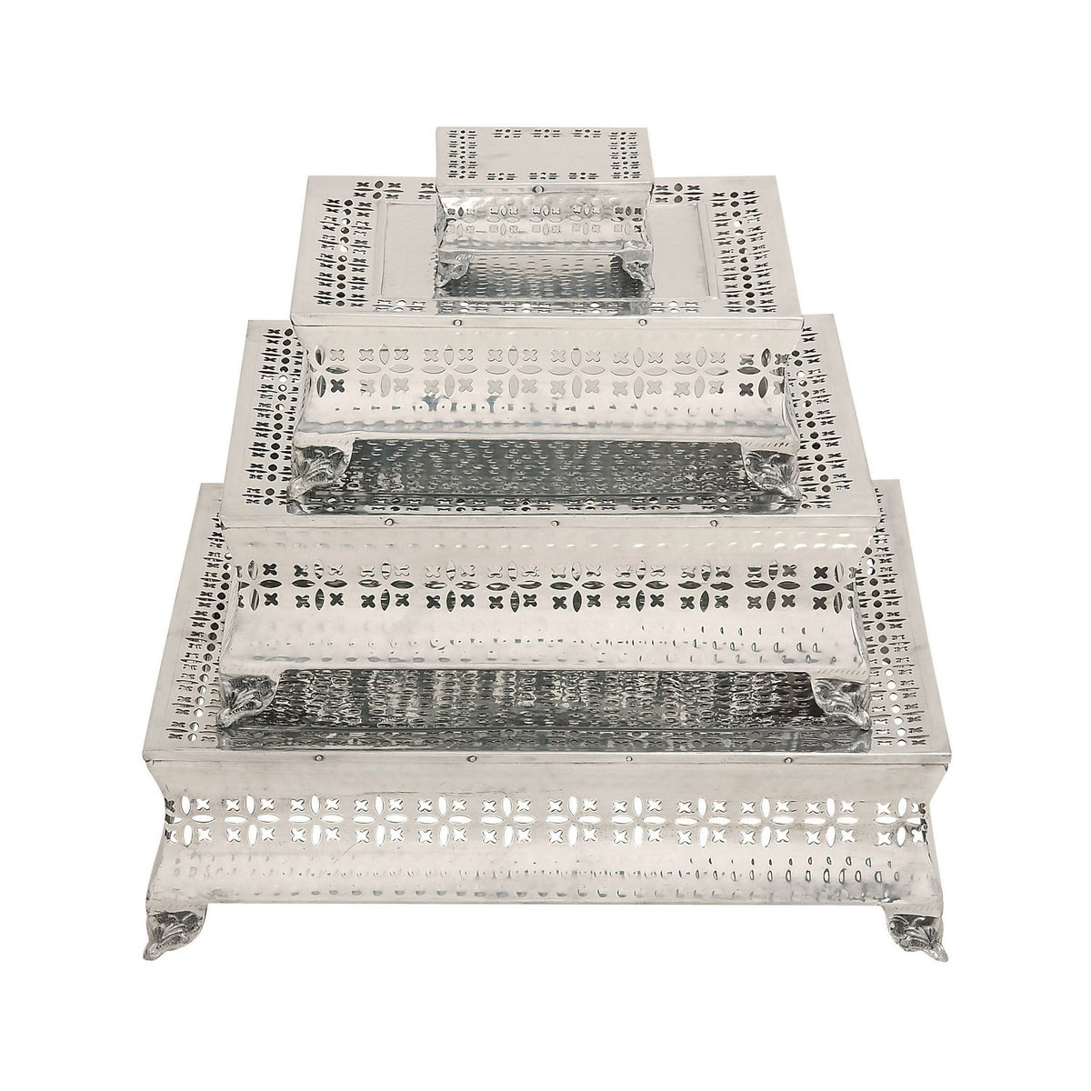 Aluminum 4-Piece Square Cake Stand J71958
