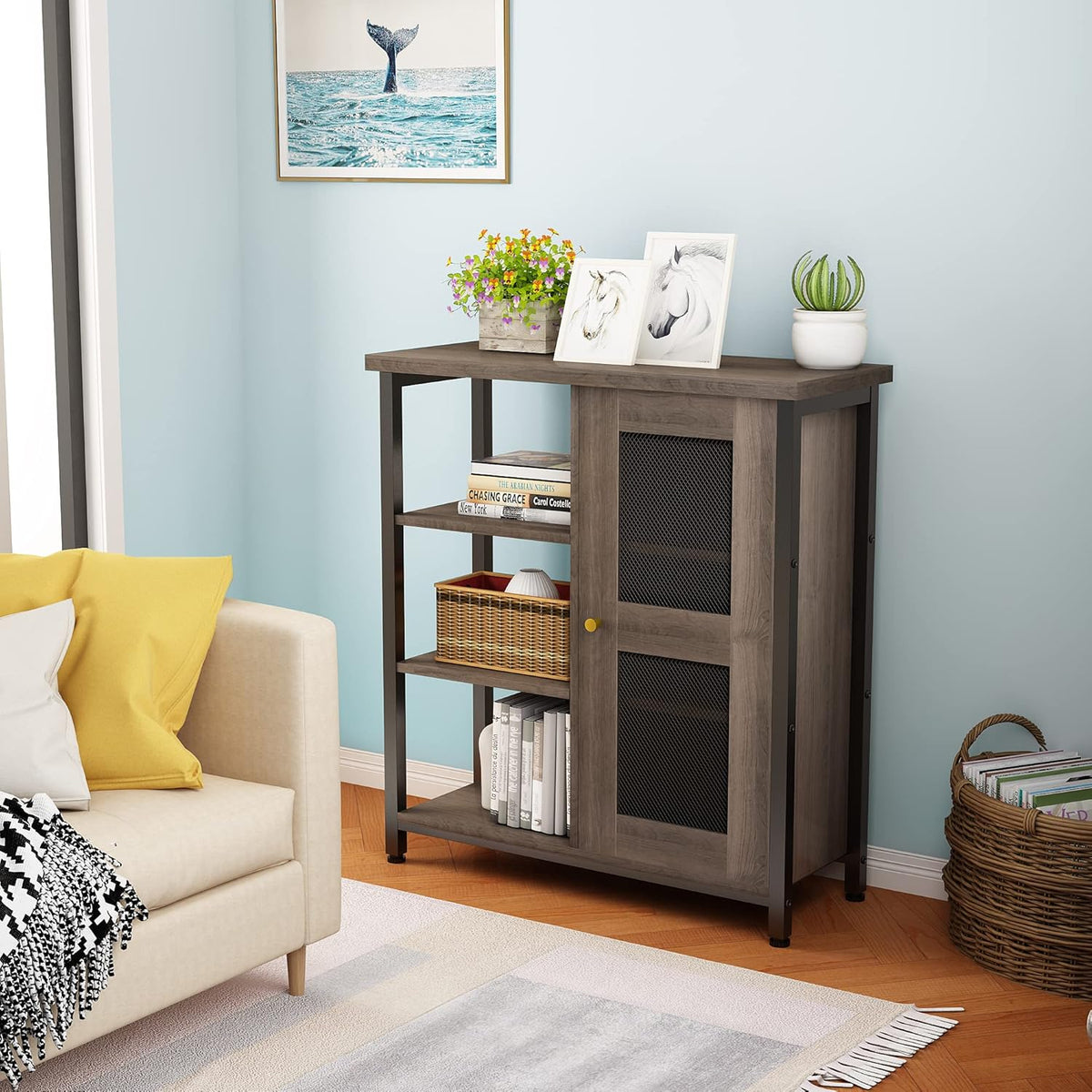 Wood 2 Barn Door Cabinet with Drawer U790238