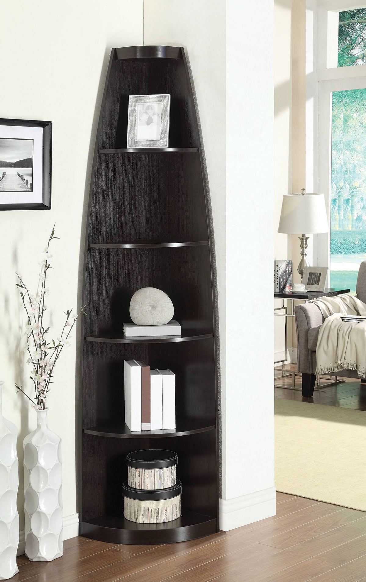 Corner Bookcase Cappuccino N3287