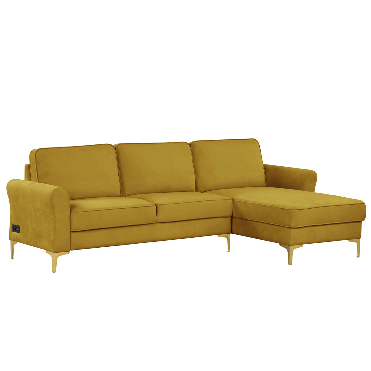 Yellow Velvet Sectional Loveseat and Chaise P81270