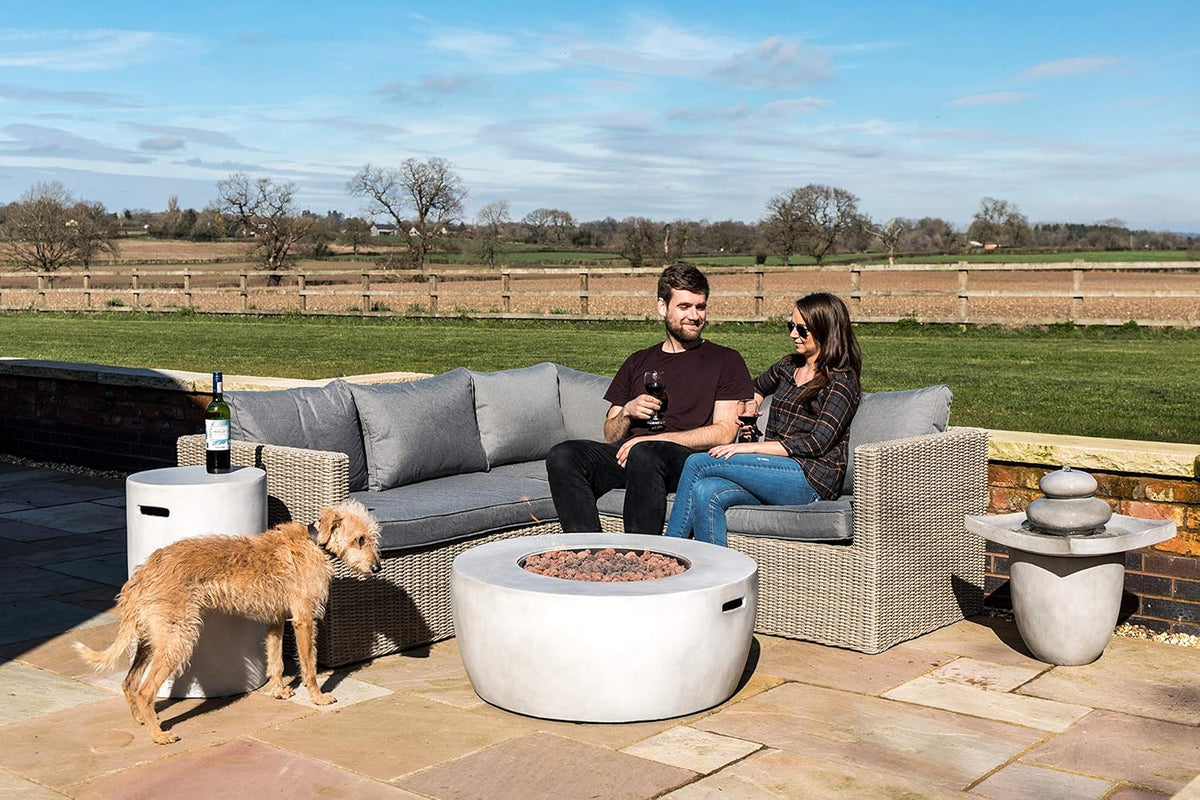 Concrete Propane Gas Fire Pit Table with PVC Cover and Lava Rocks, 50,000 BTU, 36 inch, Light Gray S338962