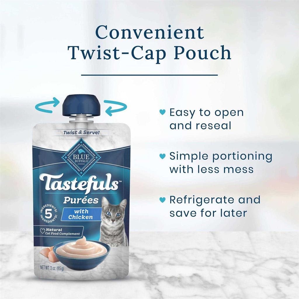 Blue Buffalo Tastefuls Purees Adult Cat Food Topper 12 CT A35633