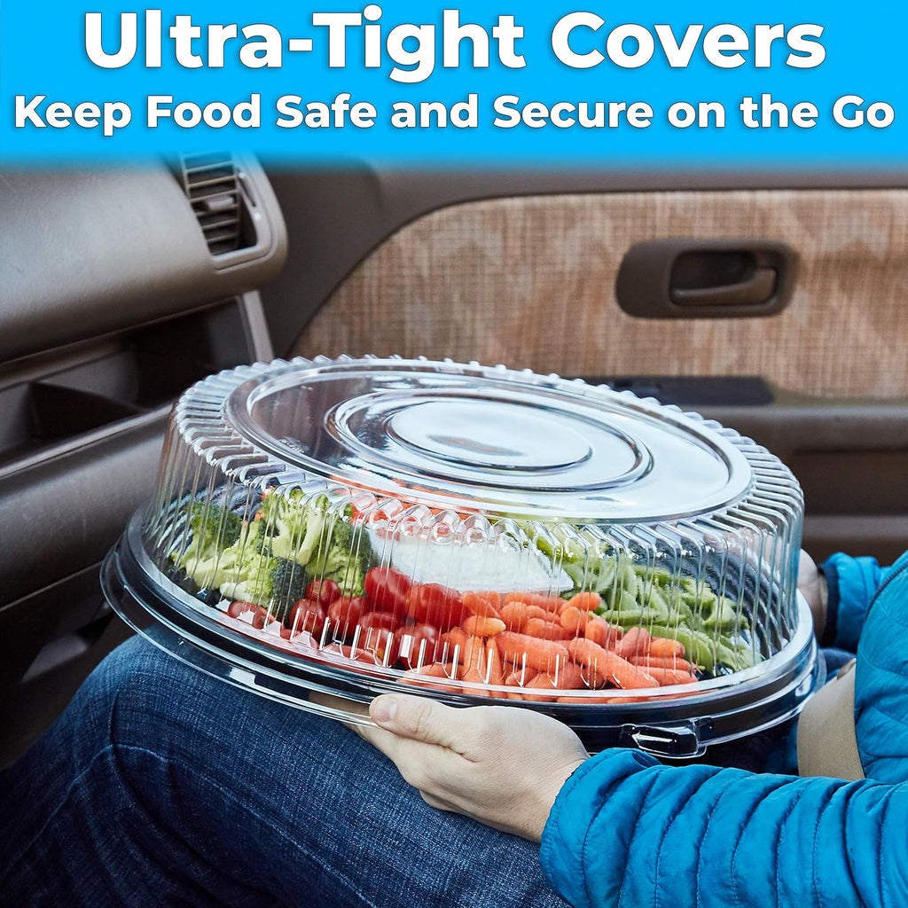 Black Plastic 16 in. Serving Tray and Lid 5pk U36558