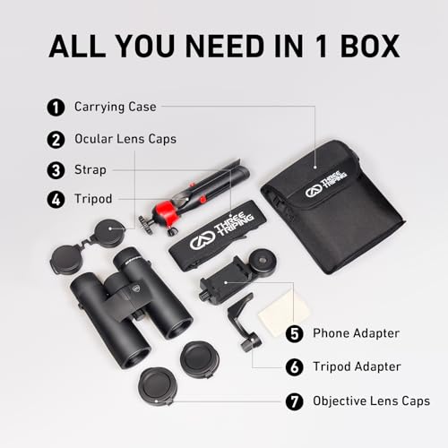 10x42 HD Binoculars with Phone Adapter and Tripod T6555