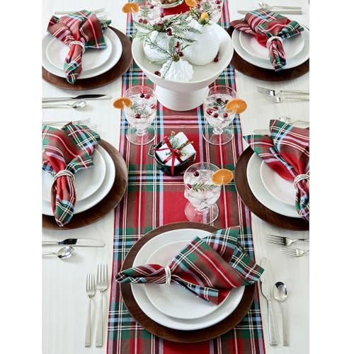100% Pure Linen Green Tartan Plaid Table Runner 14 x 72 Inch W65036