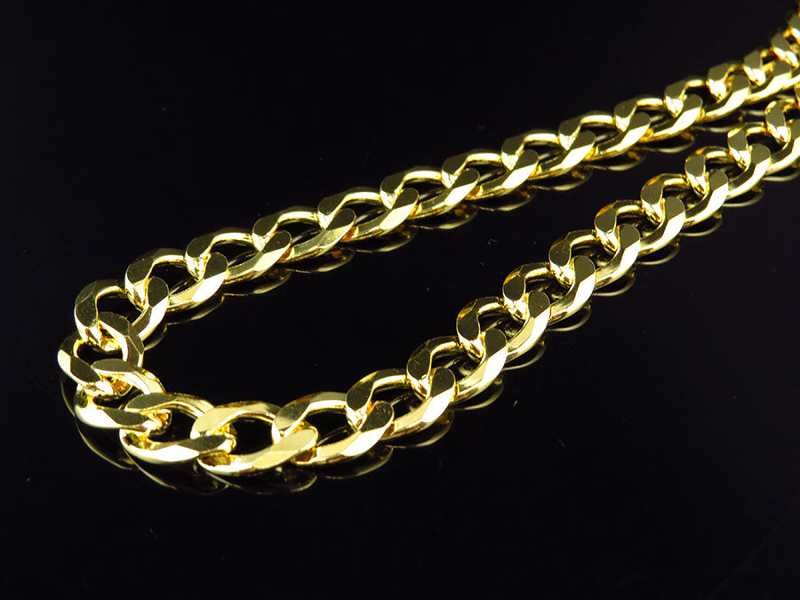 Yellow Gold Finish Sterling Silver Miami Cuban Link Chain Necklace S237