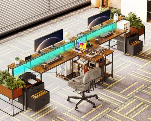 Black L Shaped Computer Desk with File Drawer A498136