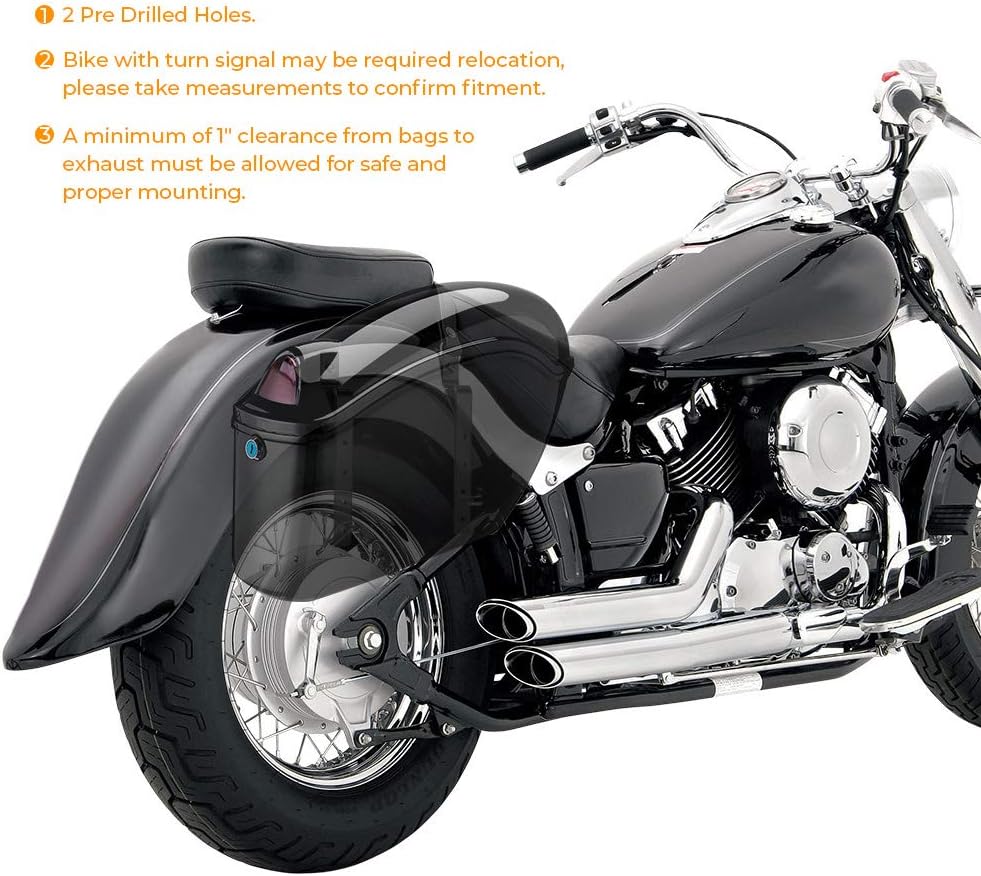 Black Motorcycle Hard Saddlebags with Turn Signal and Mounting Kits W781