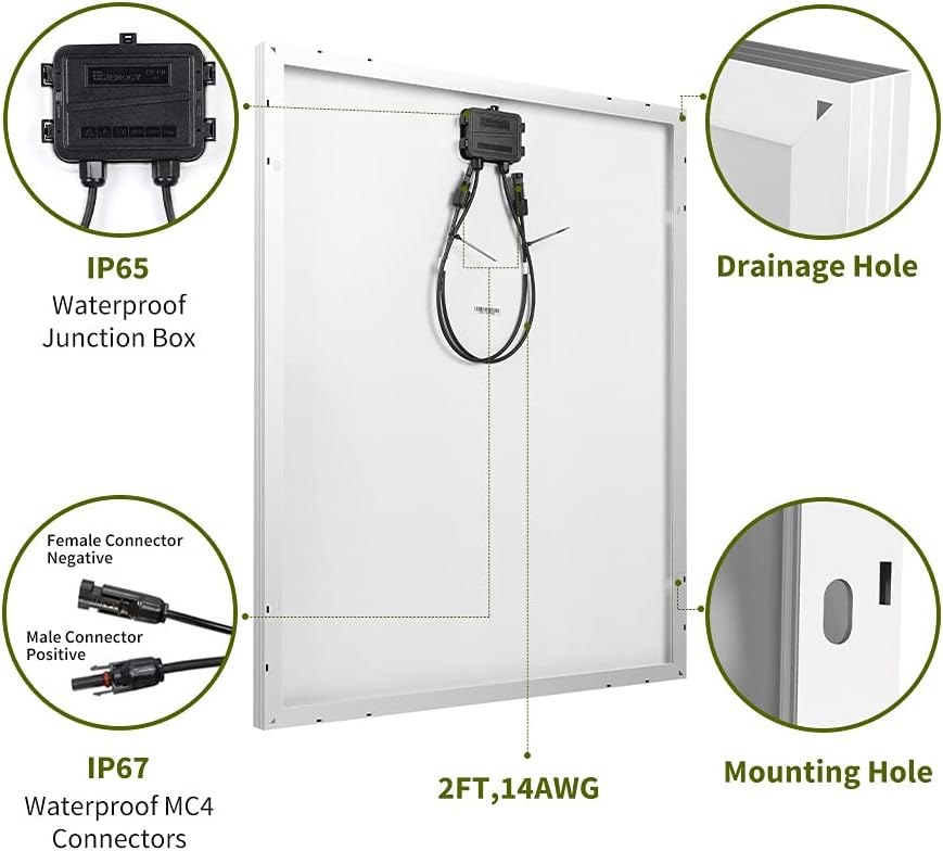 100 Watt 12 Volt Polycrystalline Solar Panel with Solar Connectors J75151