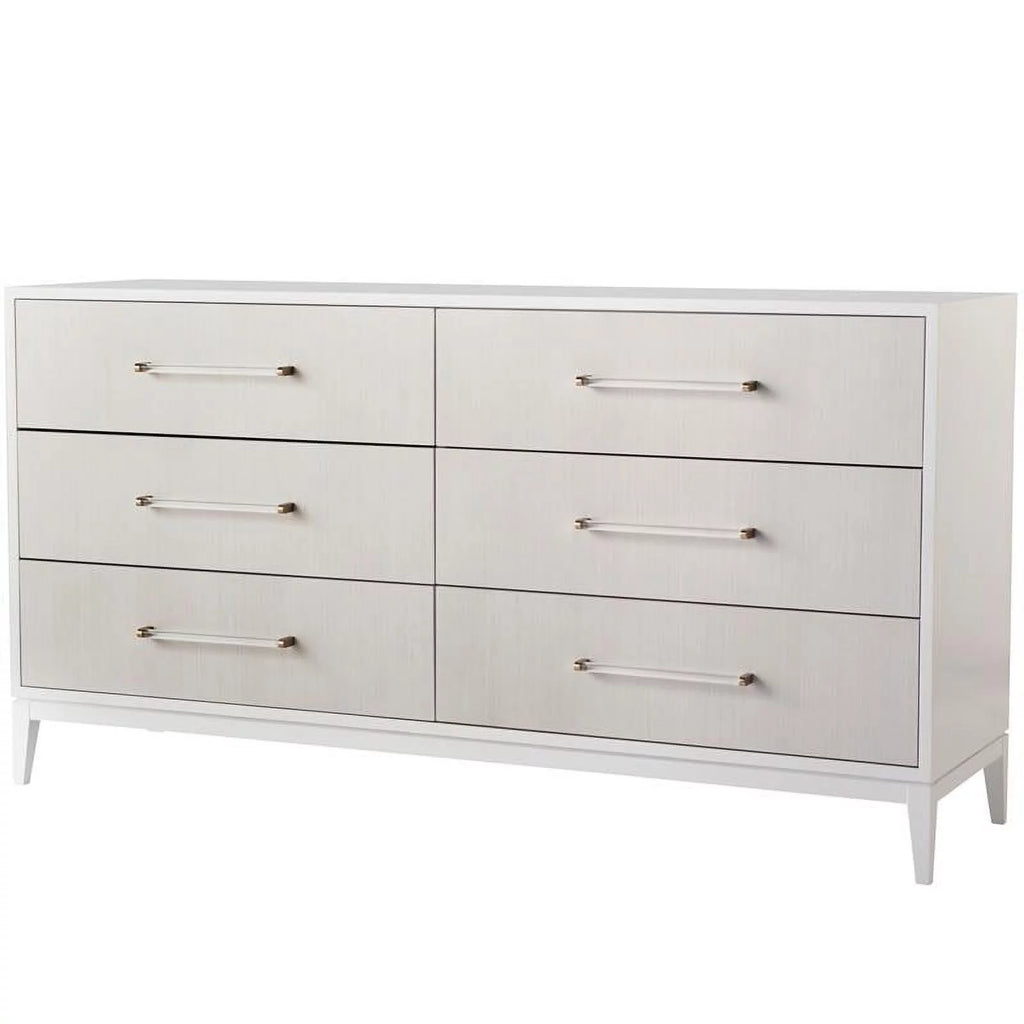 White Wood Dresser with Six Drawers F8879