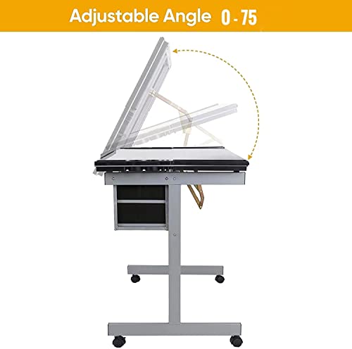 Silver Adjustable Glass Drafting Table E156526