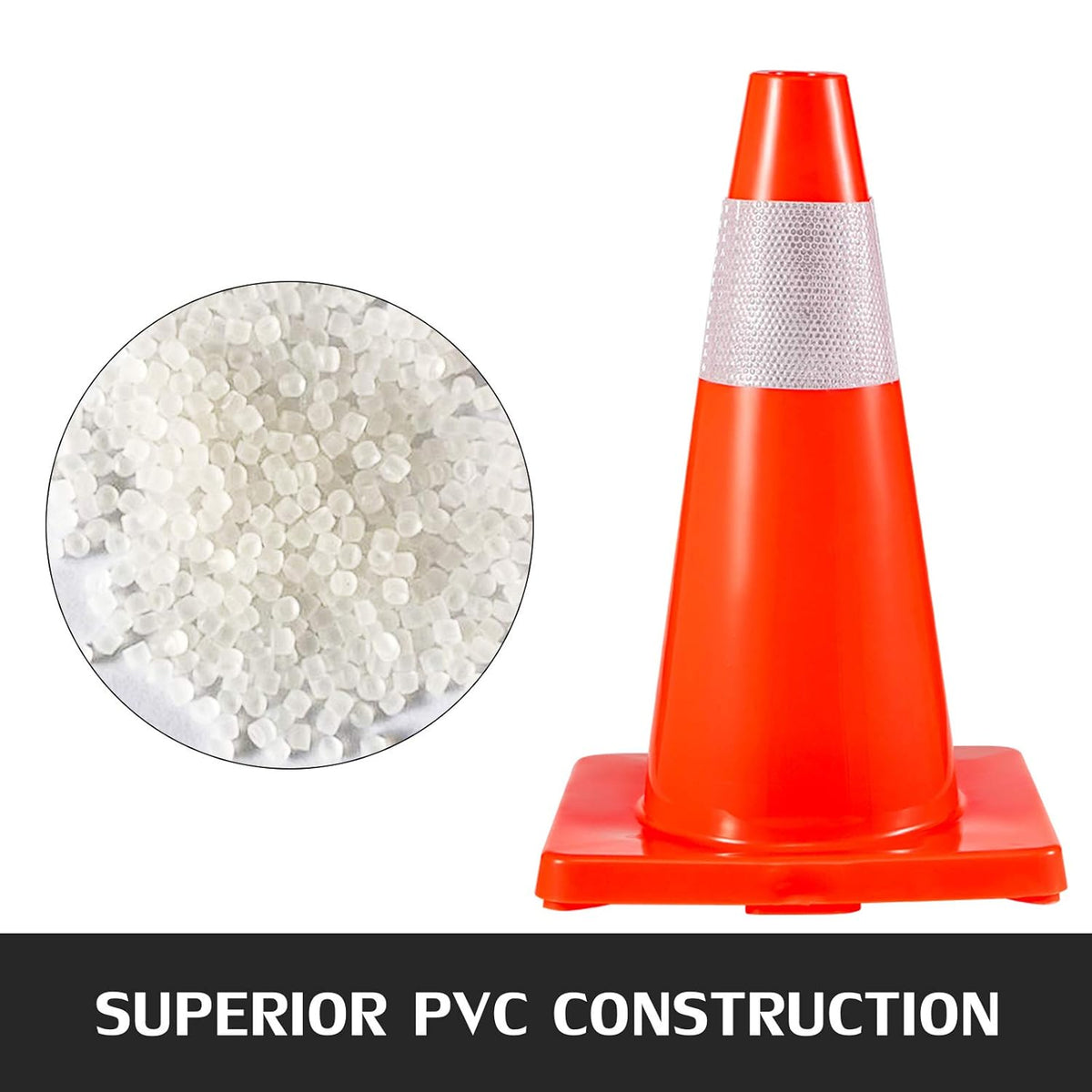 12 Pack 18" Orange Traffic Cones with Reflective Collars PVC Base O60720