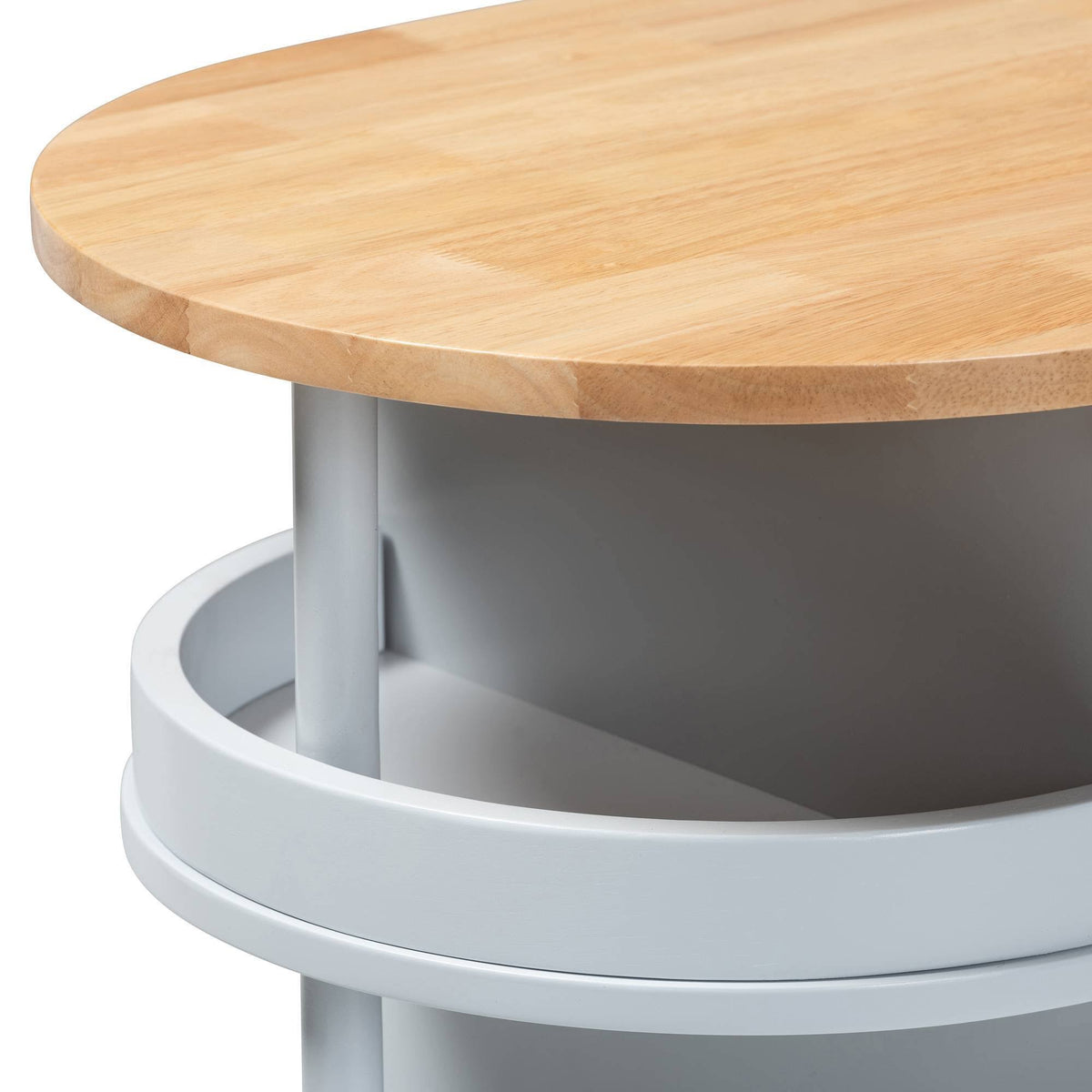 Light Grey Natural Wood Kitchen Storage Cart A945152