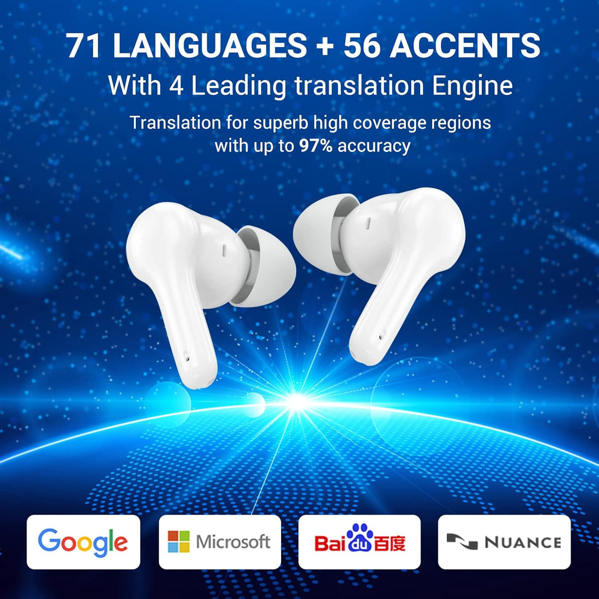 71 Language Instant Voice Translator Earbuds with Bluetooth Q310777