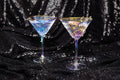 Iridescent Handmade Hammered Martini Glasses with Gold Rim Set of 2 S33368