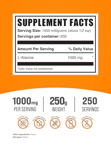 L-Alanine 1000mg Amino Acid Powder, 3.5 oz E456
