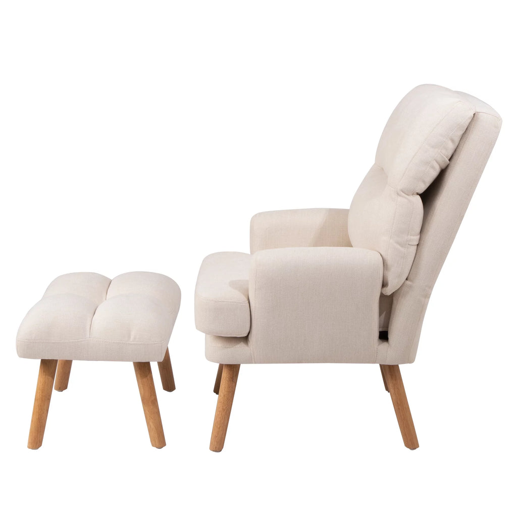 Beige Accent Chair with Ottoman Set I19587