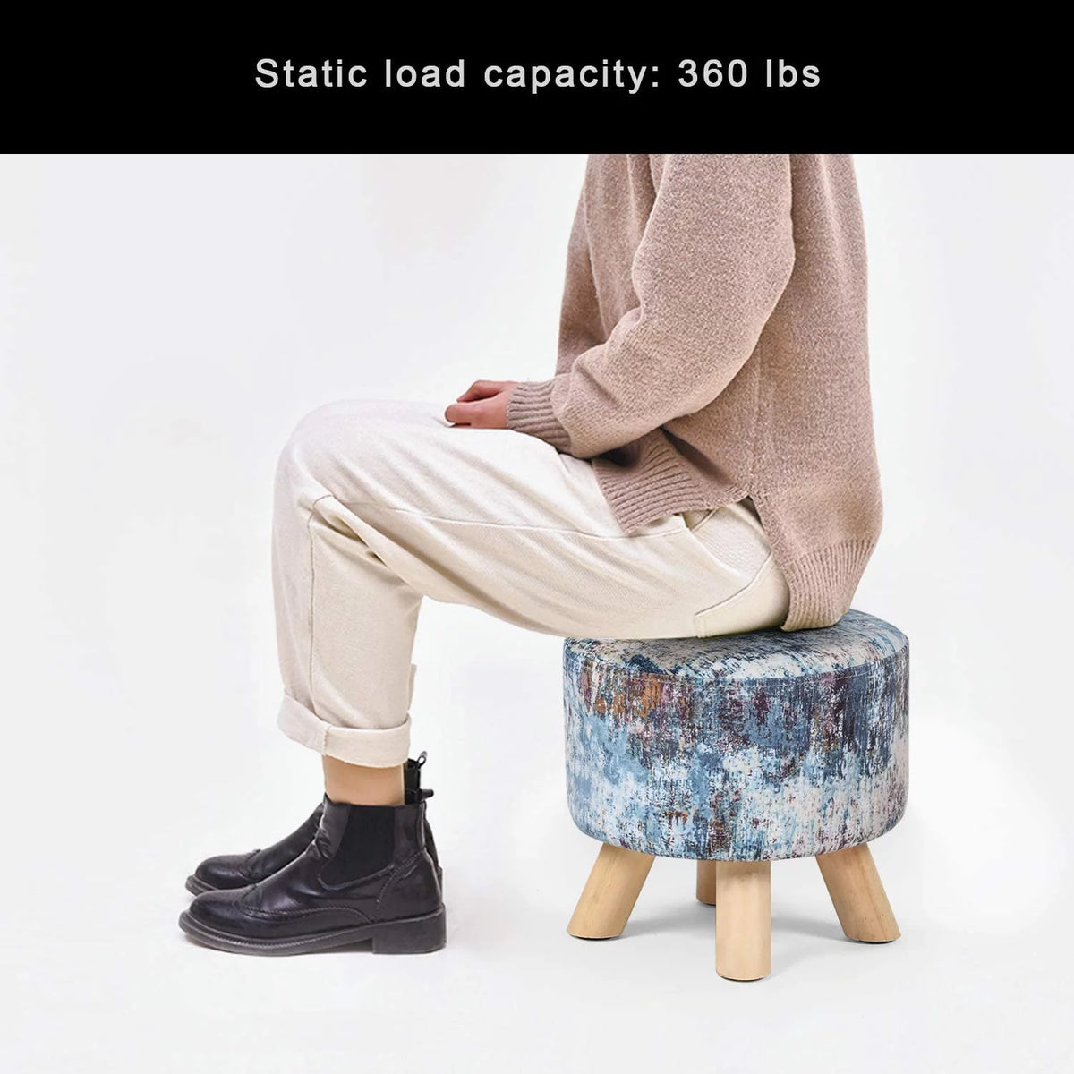 Round Fabric Padded Ottoman Foot Rest Stool E9069