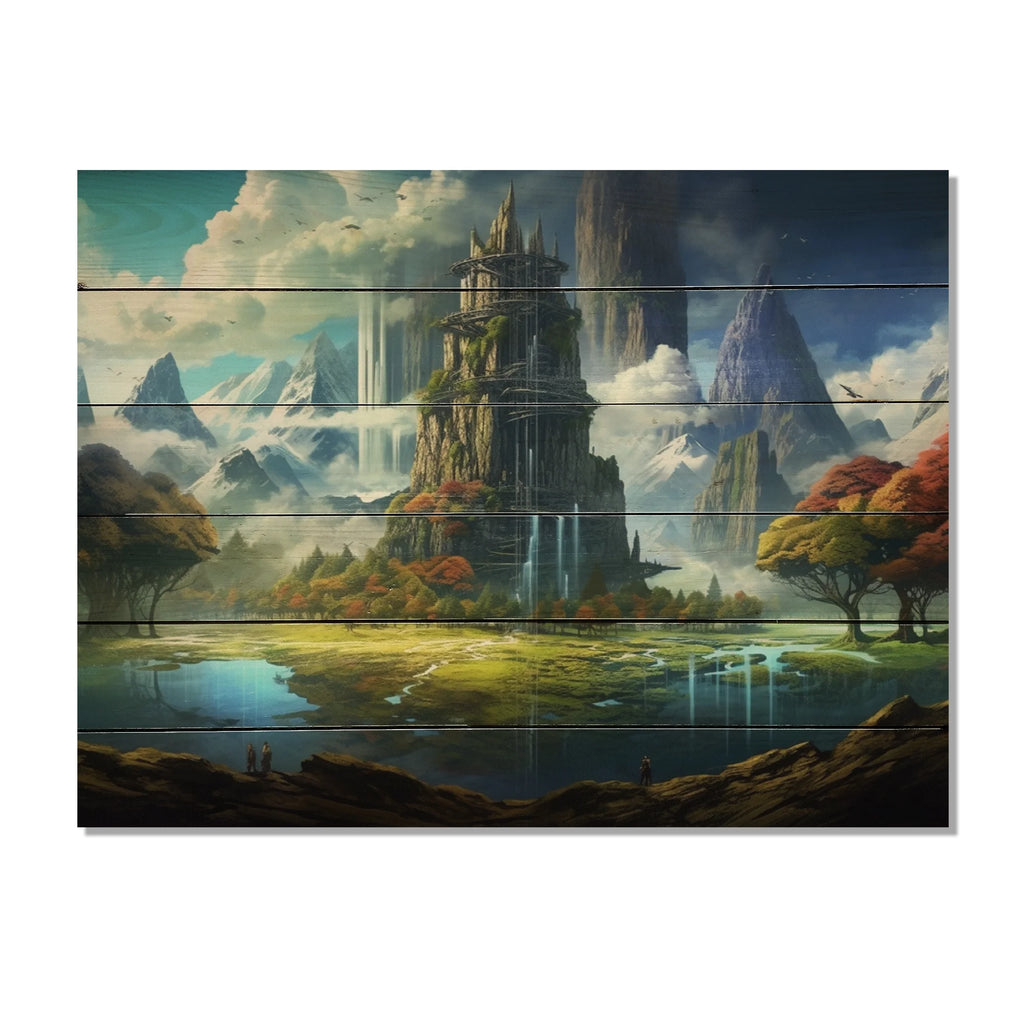 Castles Print on Natural Pine Wood J230