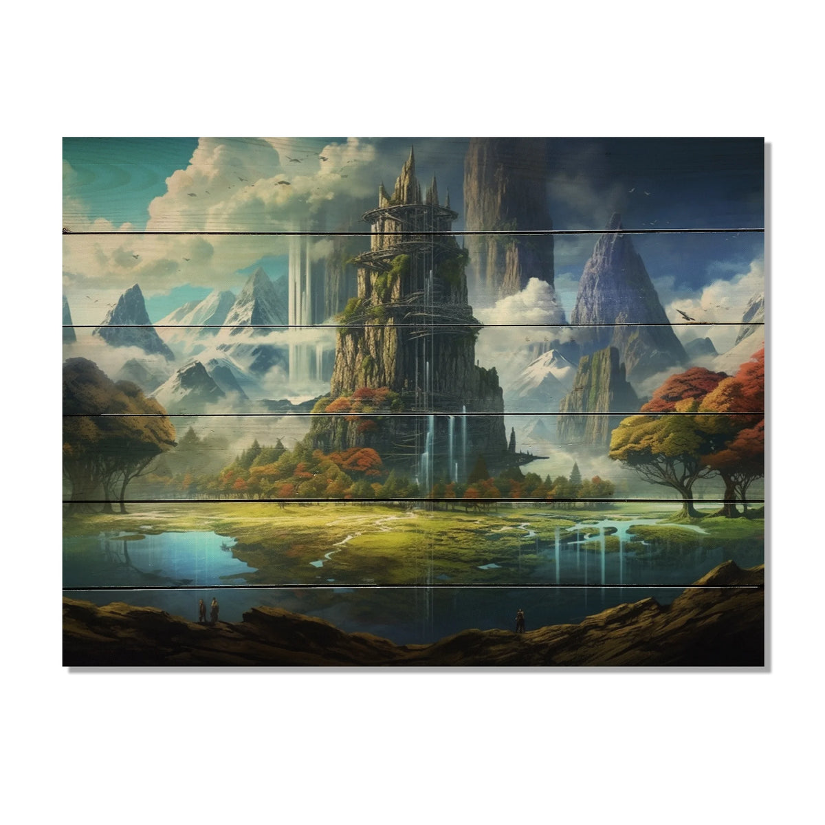 Castles Print on Natural Pine Wood J230