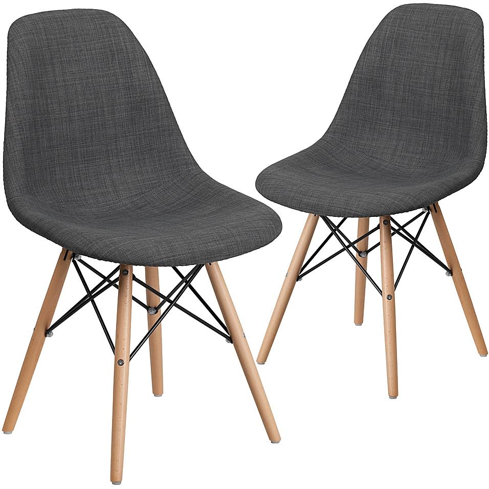 Gray Upholstered Accent Chairs Set of 2 W8972