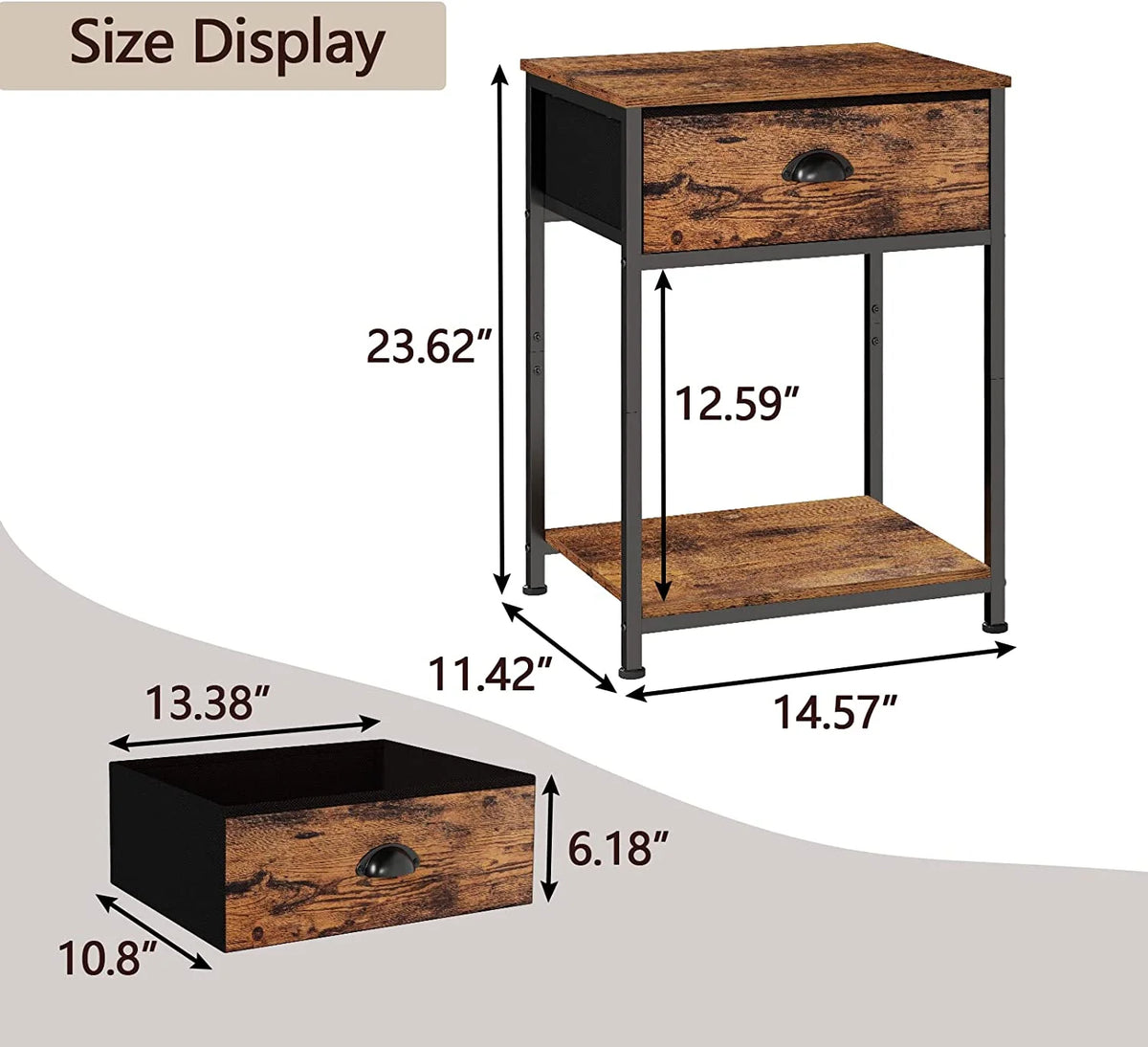 Set of 2 Nightstands with Fabric Drawer and Storage Shelf N30162