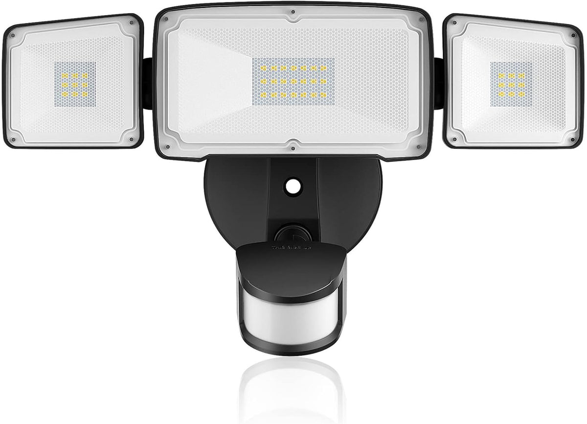 3 Head LED Security Lights with Motion Sensor, 40W, IP65 Waterproof, Brown, Pack of 2 Y928