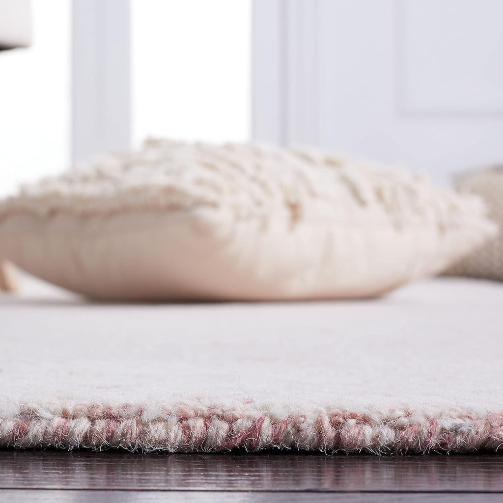 10' x 14' Pink & Ivory Handmade Wool Area Rug D592964
