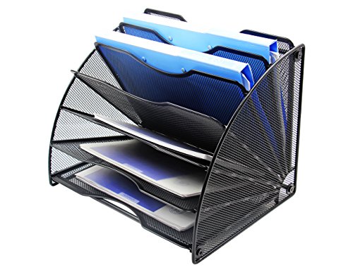 Black Mesh 6 Slots Desktop File Organizer X256