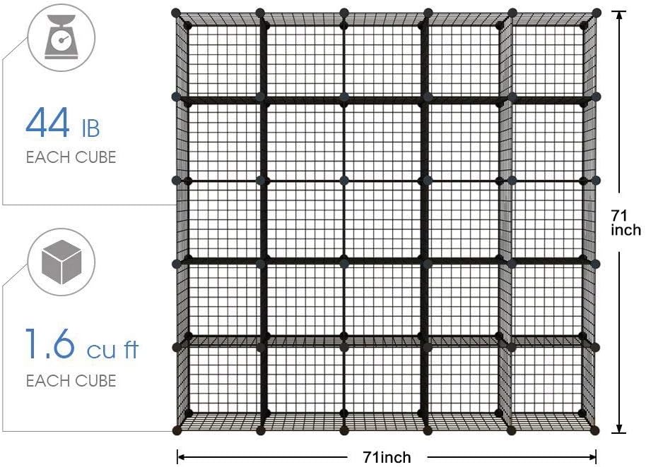 14x14 Wire Cube Storage 25-Cube Modular Shelving Unit E3672
