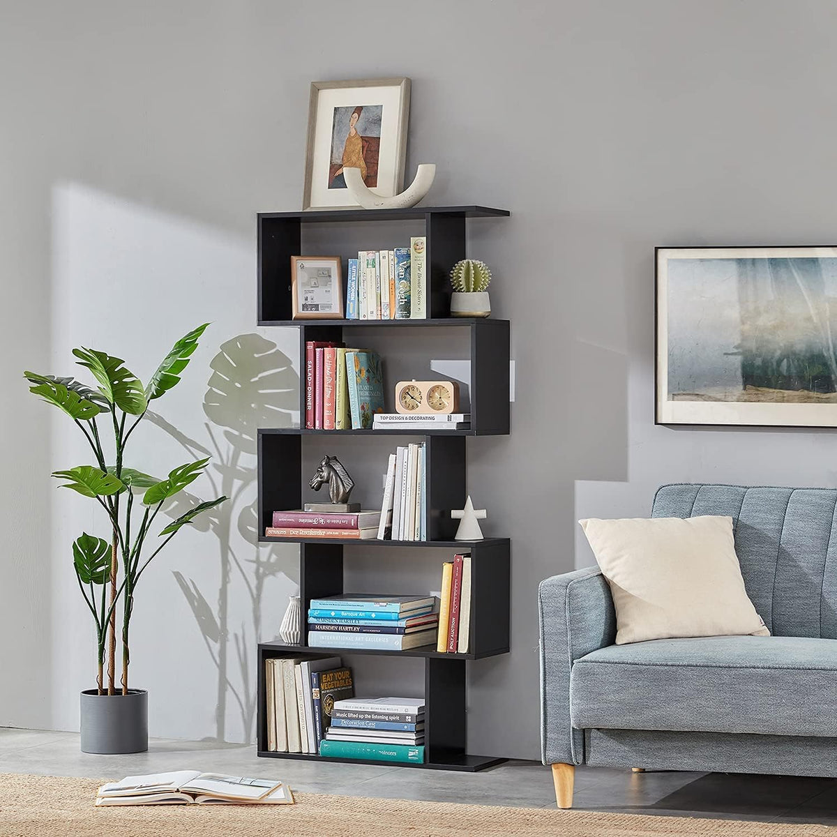 5-Tier Grey Wood Bookshelf L86593
