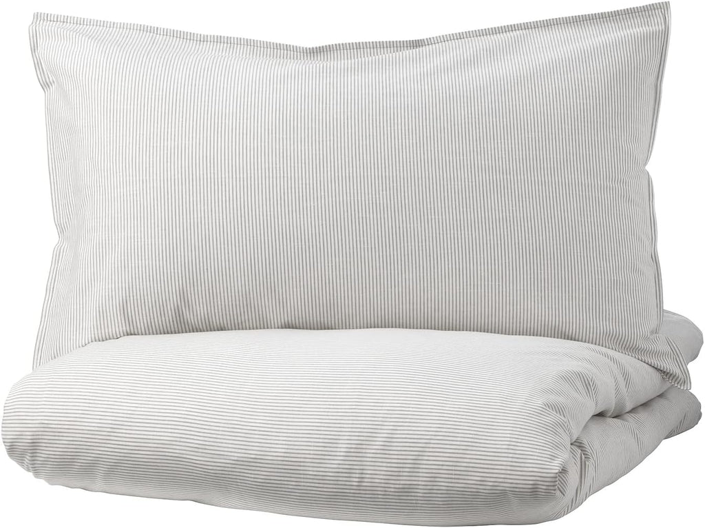 Gray Stripe Duvet Cover and Pillowcases Full/Queen F8845