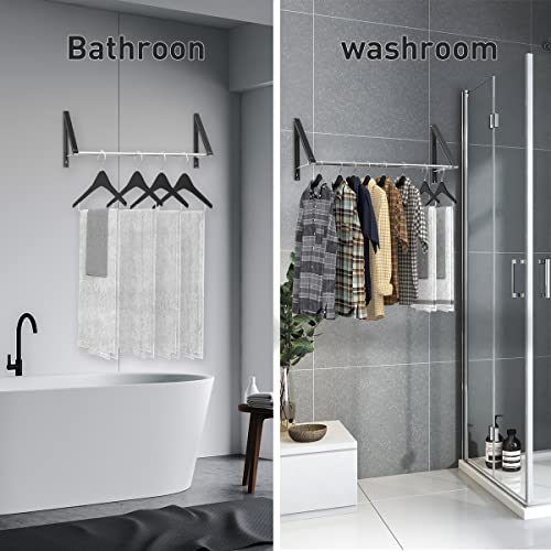 White Wall Mounted Folding Aluminum Clothes Drying Rack F756137