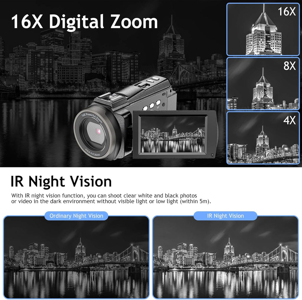 4K 48MP Ultra HD WiFi Digital Camera Camcorder with Microphone R440179