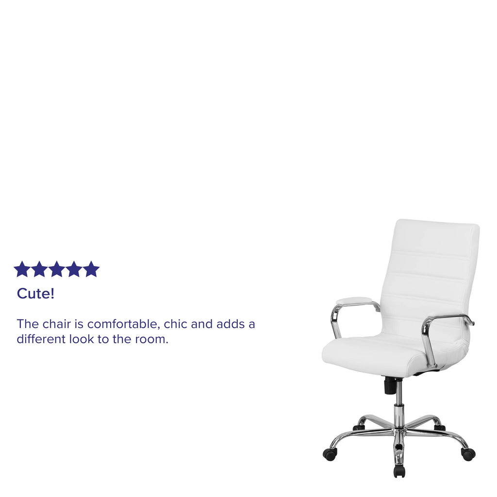 White High Back Executive Swivel Office Chair with Chrome Arms M2064