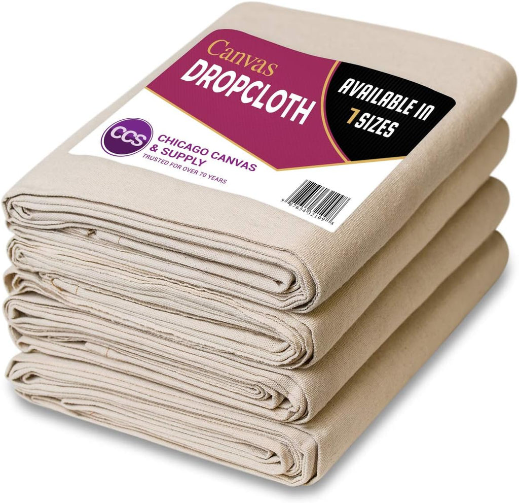 6 Piece Cotton Canvas Drop Cloth Set, 9 by 12 Feet N275491