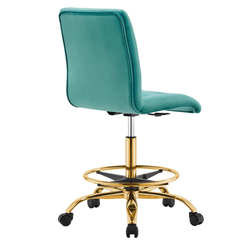 Gold Teal Velvet Drafting Chair U626
