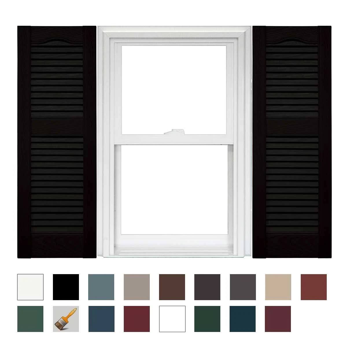 Black Vinyl Louver Shutters (1 Pair) 14.5 x 60 W30324