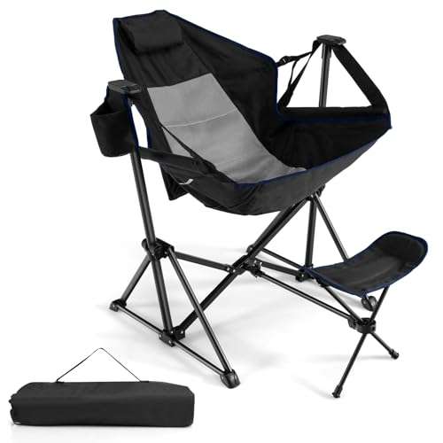 Folding Camp Chair with Detachable Footrest and Carrying Bag B80042
