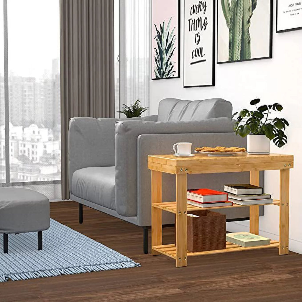 Bamboo Shoe Rack with Storage Shelf J1891