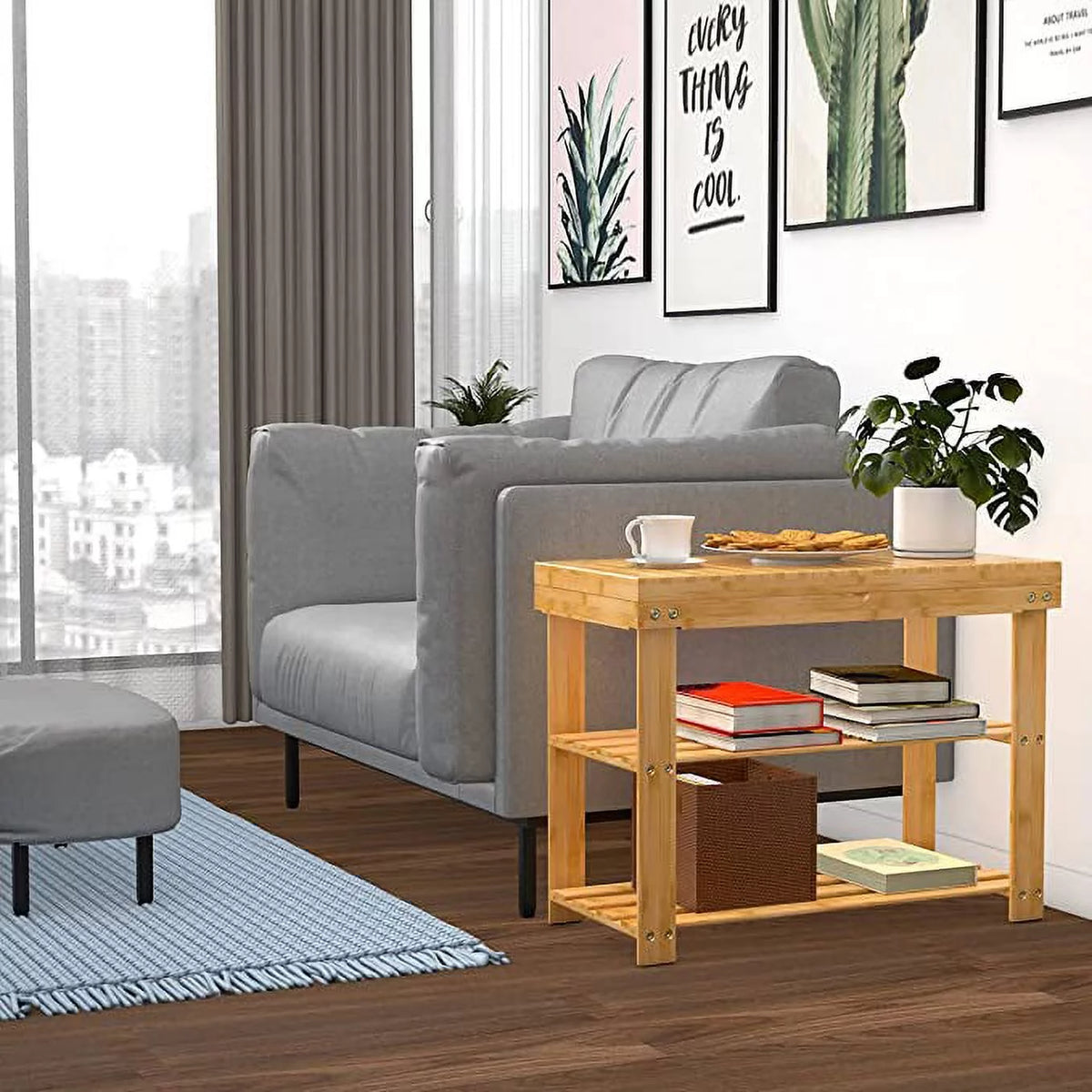 Bamboo Shoe Rack with Storage Shelf J1891