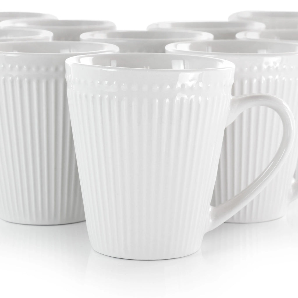 12 Piece Porcelain Mug Set in White H8228