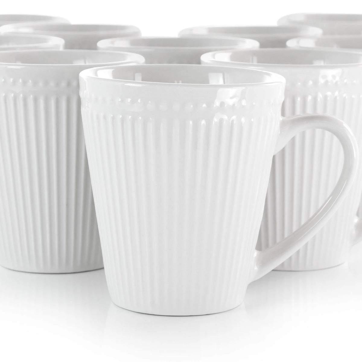 12 Piece Porcelain Mug Set in White H8228