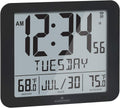 Graphite Grey Slim Atomic Wall Clock with Indoor/Outdoor Temperature and Full Calendar M9956