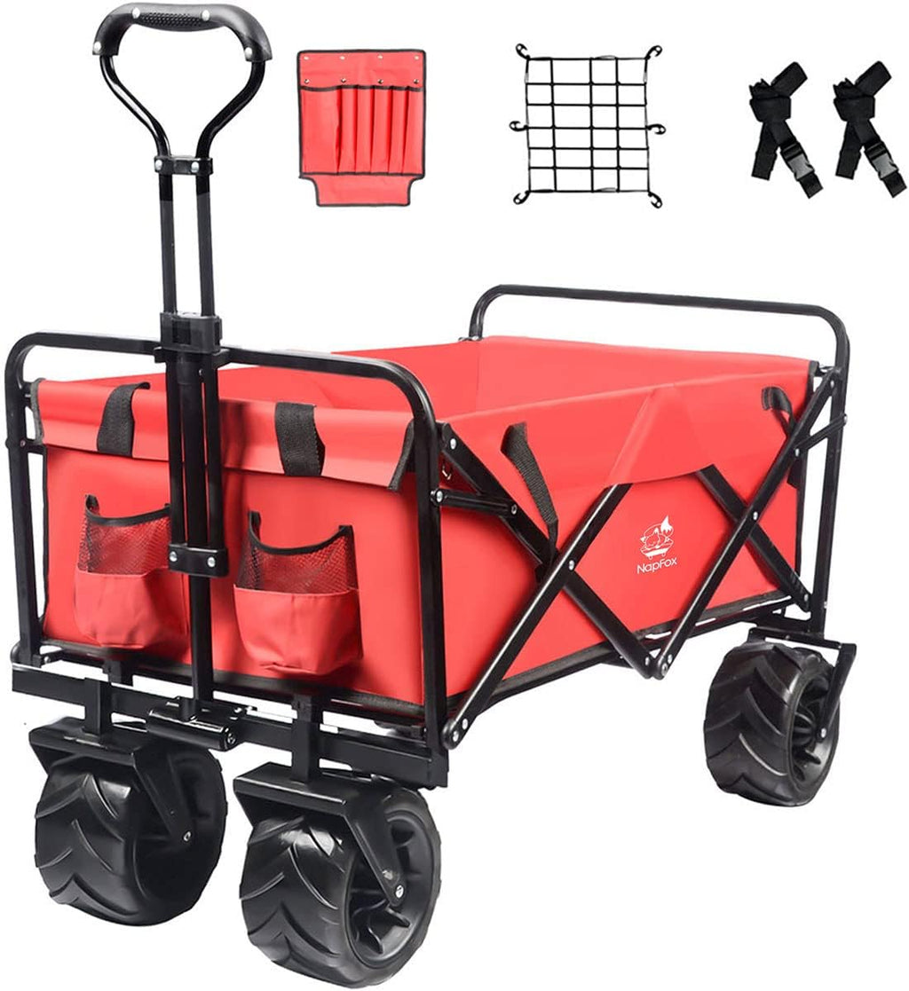 Heavy Duty Foldable Beach Cart with All-Terrain Wheels and Cargo Net L159145